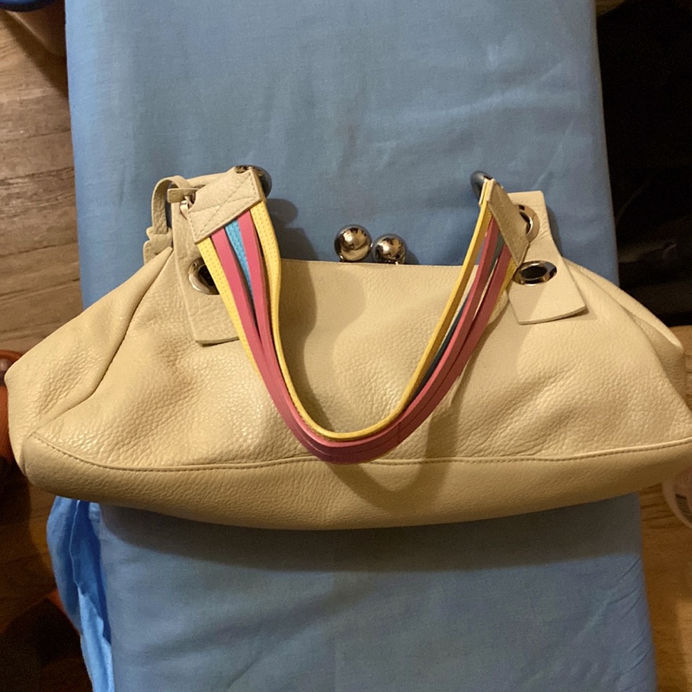 Cream leather purse